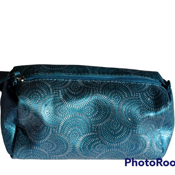 MakeUp Blue with Glitter in Pattern Zipper Box Cosmetic Bag Box - Picture 9 of 13